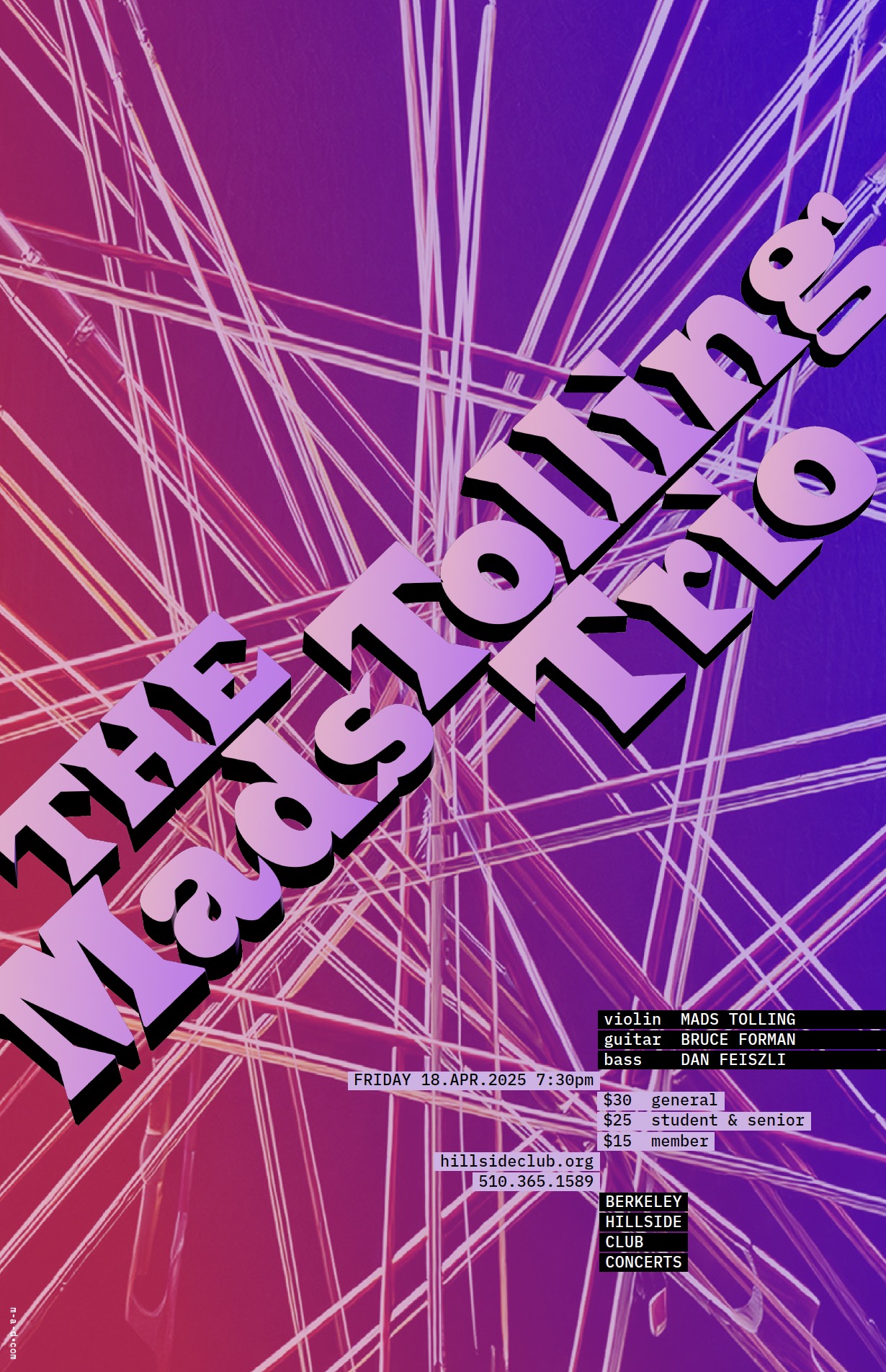 a poster for the Hillside Club Concerts Series by Erik Adigard, Patricia McShane Madxs, M-A-D
