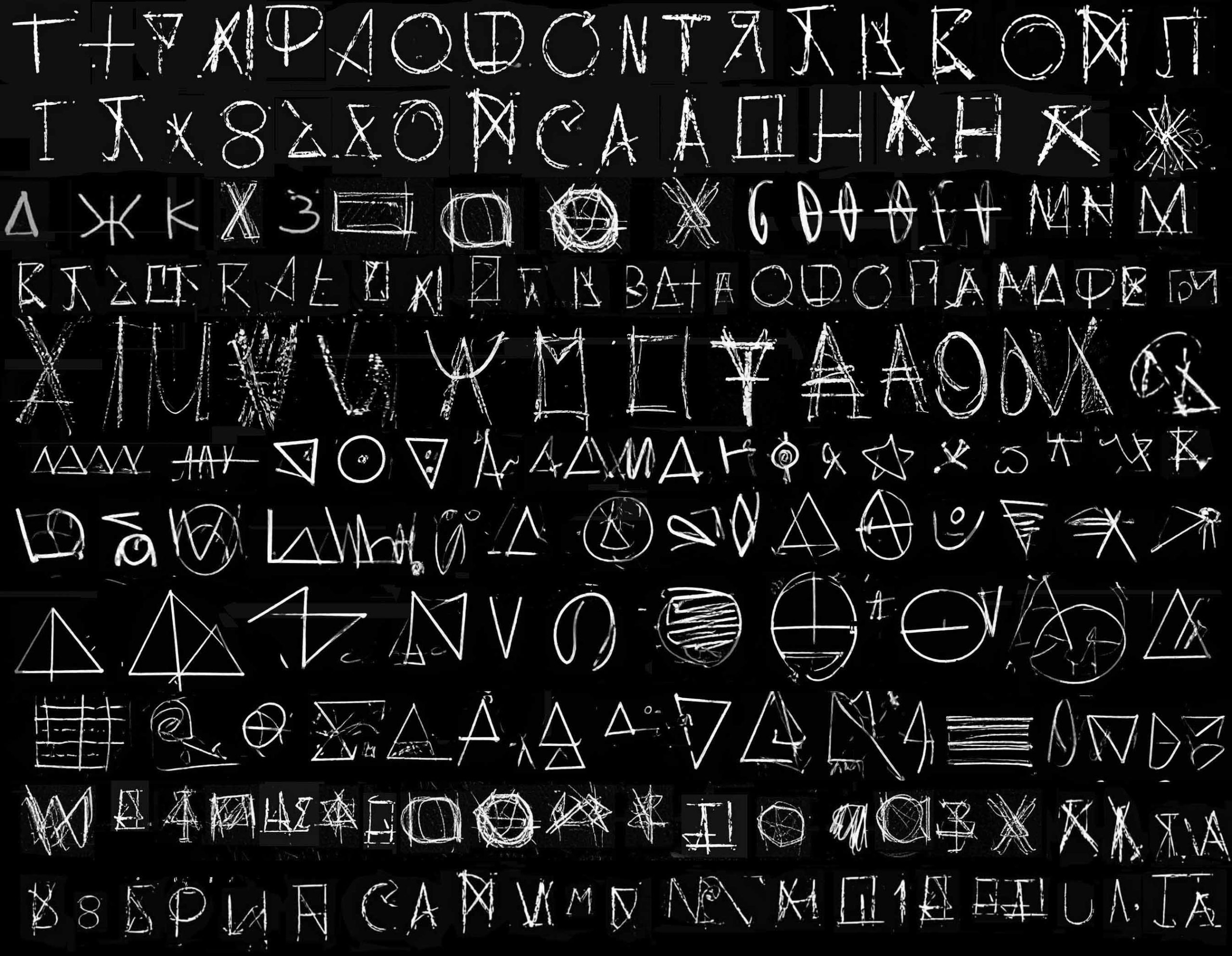 ZAUM glyphs  research by Erik Adigard, Madxs, as part of the re-staging by Chris Salter of Khlebnikov's 1922 Zangezi in Weimar and Munich.